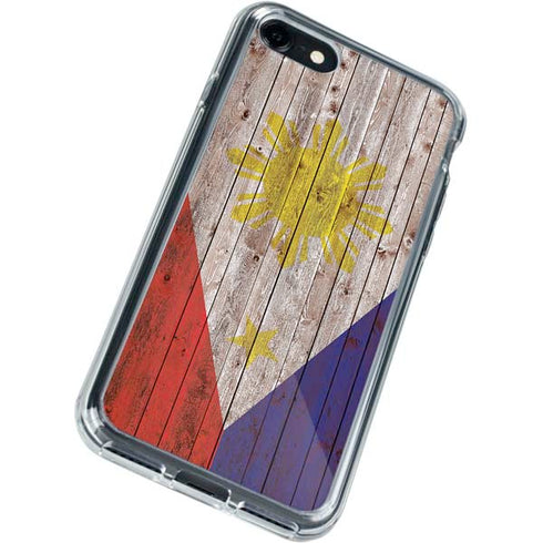 Philippines Flag Dark Wood iPhone SE (2nd & 3rd Gen) Clear Case