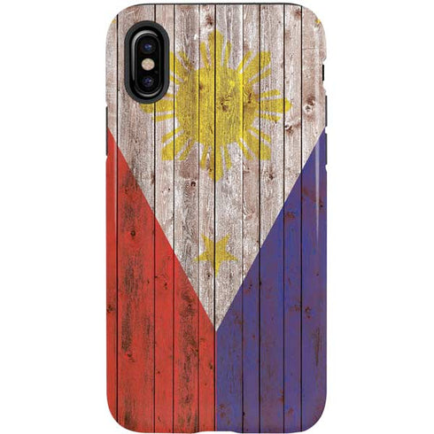 Philippines Flag Dark Wood iPhone X Pro Case