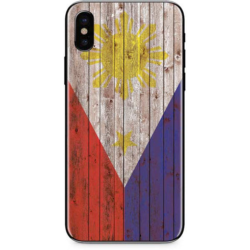 Philippines Flag Dark Wood iPhone X Skin