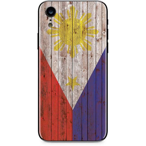 Philippines Flag Dark Wood iPhone XR Skin