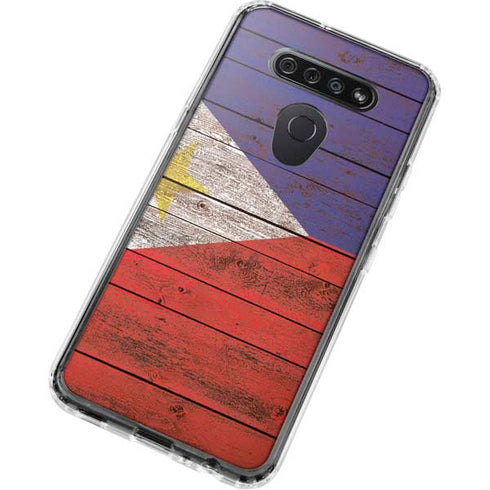 Philippines Flag Dark Wood LG K51/Q51 Clear Case