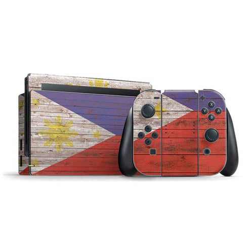 Philippines Flag Dark Wood Nintendo Switch Bundle Skin