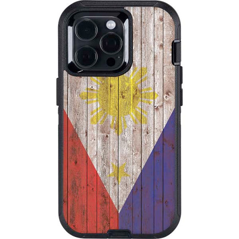 Philippines Flag Dark Wood Otterbox Defender iPhone Skin