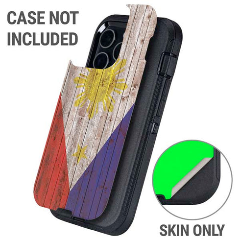 Philippines Flag Dark Wood Otterbox Defender iPhone Skin