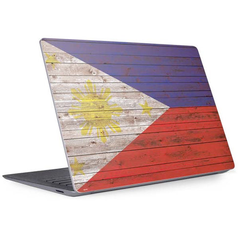 Philippines Flag Dark Wood Surface Laptop 3 13.5in Skin