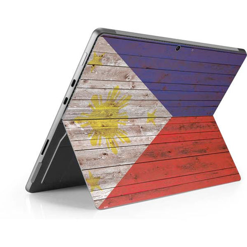 Philippines Flag Dark Wood Surface Pro 8 Skin