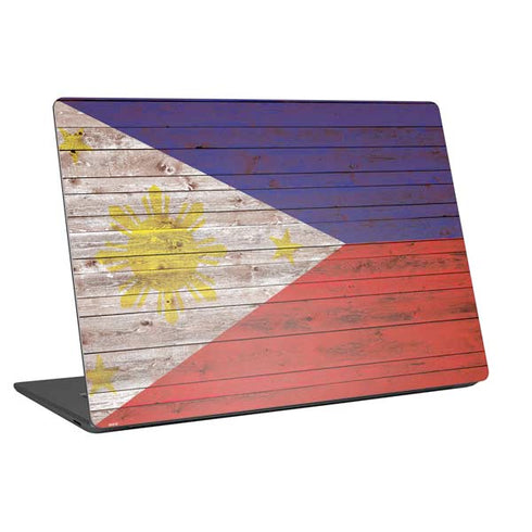 Philippines Flag Dark Wood Universal Laptop 17in (13.8 x 10in) Skin