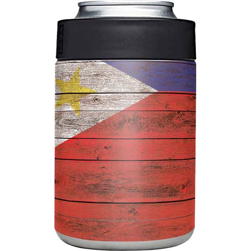 Philippines Flag Dark Wood Yeti Colster Can Insulator  Skin