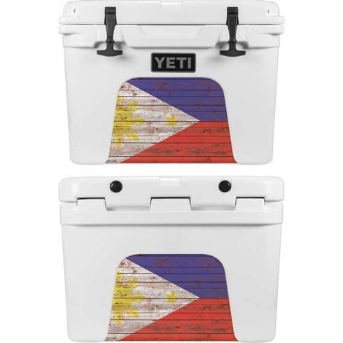 Philippines Flag Dark Wood YETI Tundra 35 Hard Cooler Skin