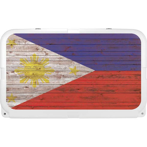 Philippines Flag Dark Wood YETI Tundra 45 Hard Cooler Skin