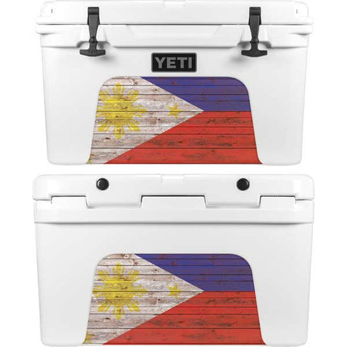 Philippines Flag Dark Wood YETI Tundra 45 Hard Cooler Skin