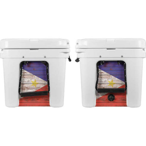 Philippines Flag Dark Wood YETI Tundra 45 Hard Cooler Skin