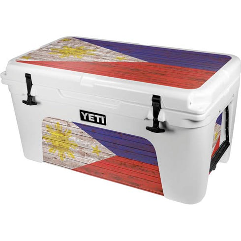 Philippines Flag Dark Wood YETI Tundra 65 Hard Cooler Skin