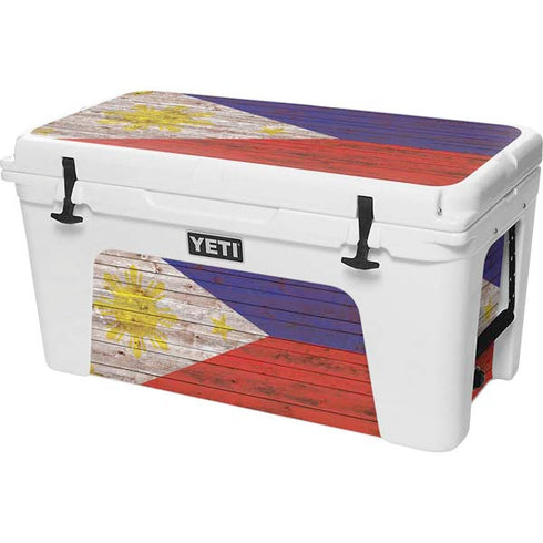 Philippines Flag Dark Wood YETI Tundra 75 Hard Cooler Skin