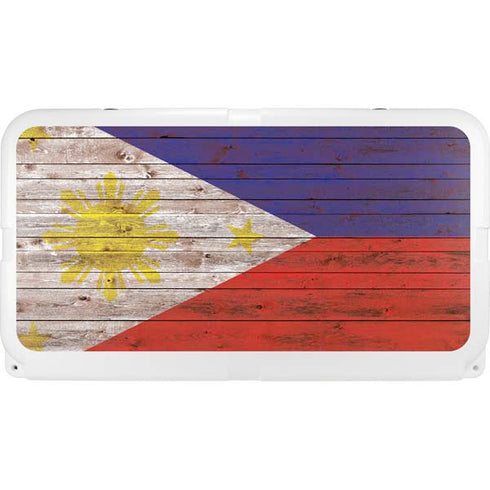 Philippines Flag Dark Wood YETI Tundra 75 Hard Cooler Skin