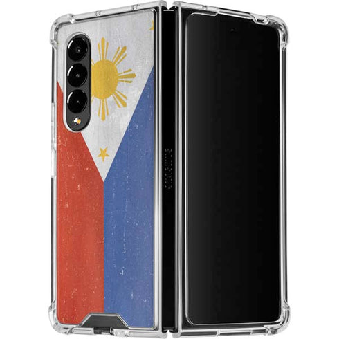 Philippines Flag Distressed Galaxy Z Fold4 5G Clear Case
