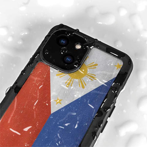 Philippines Flag Distressed iPhone 15 Plus Waterproof Case