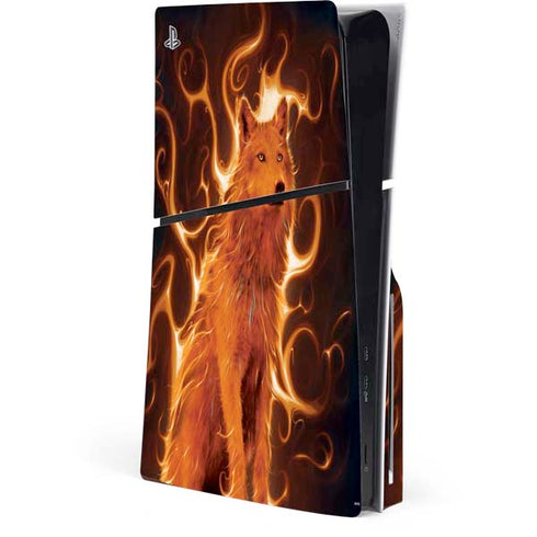 Phoenix Wolf by Vincent Hie PS5 Slim Disk Console Skin