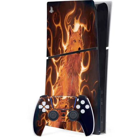 Phoenix Wolf by Vincent Hie PS5 Slim Digital Edition Console Skin