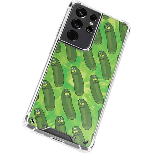 Adult Swim Rick and Morty Pickle Rick Pattern Galaxy S21 Ultra 5G Clear Case