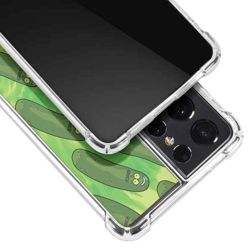 Adult Swim Rick and Morty Pickle Rick Pattern Galaxy S21 Ultra 5G Clear Case