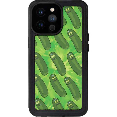 Adult Swim Rick and Morty Pickle Rick Pattern iPhone 14 Pro Max Waterproof Case