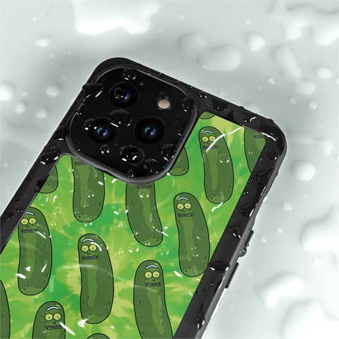 Adult Swim Rick and Morty Pickle Rick Pattern iPhone 14 Pro Max Waterproof Case
