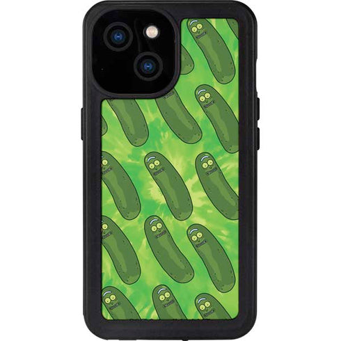 Adult Swim Rick and Morty Pickle Rick Pattern iPhone 15 Waterproof Case