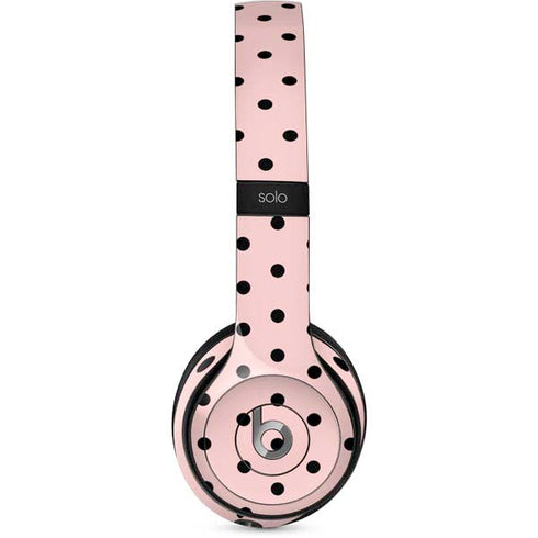 Pink and Black Polka Dots Beats Solo 2 Wired Skin