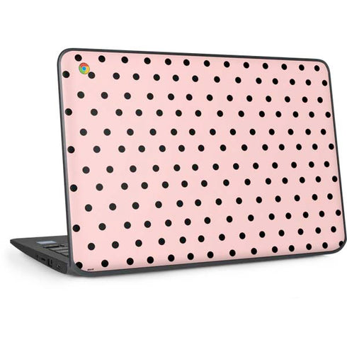 Pink and Black Polka Dots HP Chromebook Skin