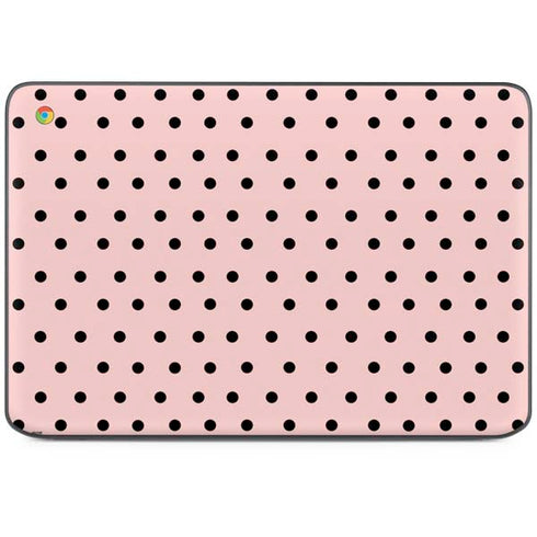Pink and Black Polka Dots HP Chromebook Skin
