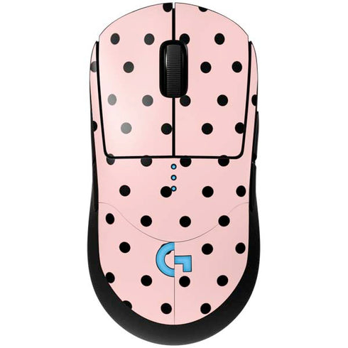 Pink and Black Polka Dots G Pro Wireless Gaming Mouse Skin