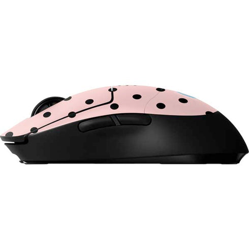 Pink and Black Polka Dots G Pro Wireless Gaming Mouse Skin
