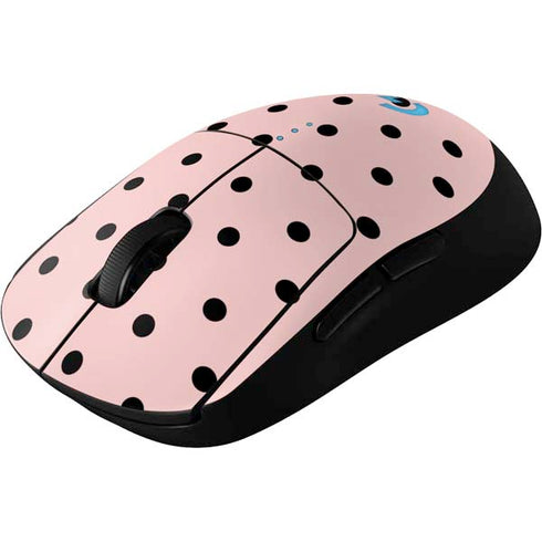 Pink and Black Polka Dots G Pro Wireless Gaming Mouse Skin