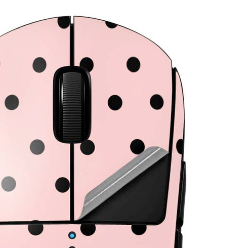 Pink and Black Polka Dots G Pro Wireless Gaming Mouse Skin