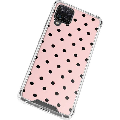 Pink and Black Polka Dots Galaxy A12 Clear Case
