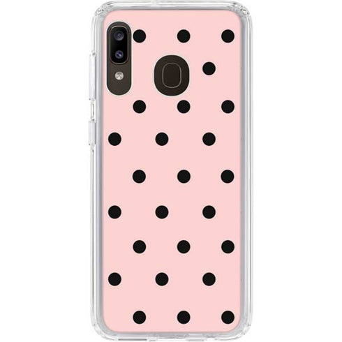 Pink and Black Polka Dots Galaxy A20 Clear Case