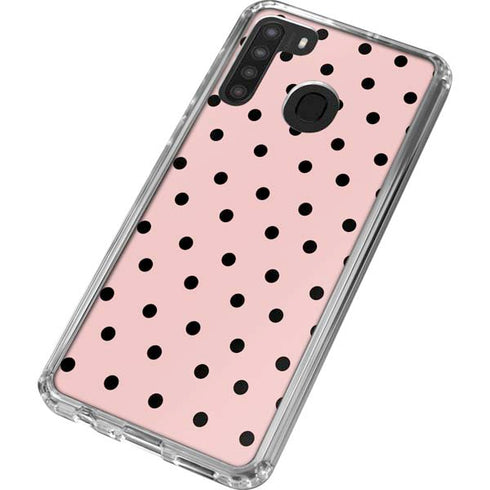 Pink and Black Polka Dots Galaxy A21 Clear Case