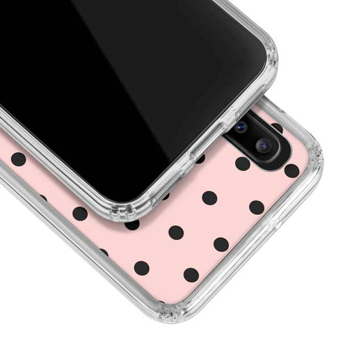 Pink and Black Polka Dots Galaxy A30 Clear Case