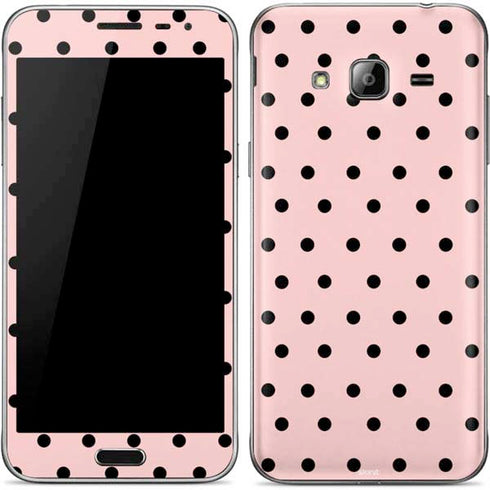 Pink and Black Polka Dots Galaxy J3 Skin