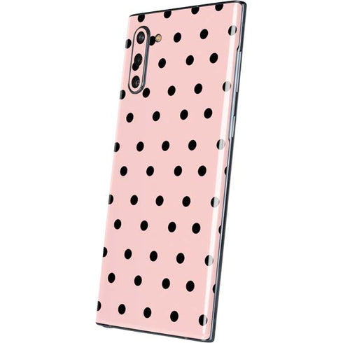 Pink and Black Polka Dots Galaxy Note 10 Skin