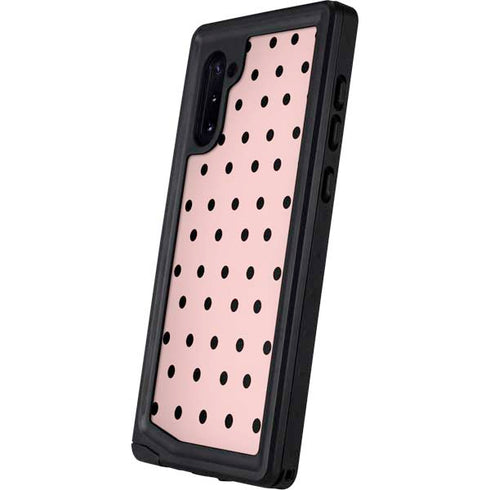 Pink and Black Polka Dots Galaxy Note 10 Waterproof Case