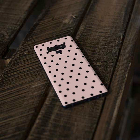 Pink and Black Polka Dots Galaxy Note 9 Skin