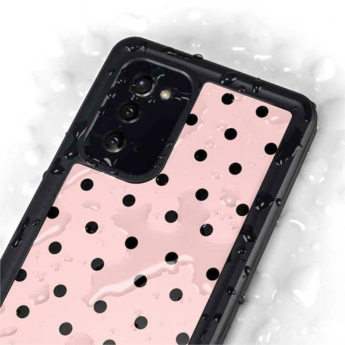 Pink and Black Polka Dots Galaxy Note20 5G Waterproof Case