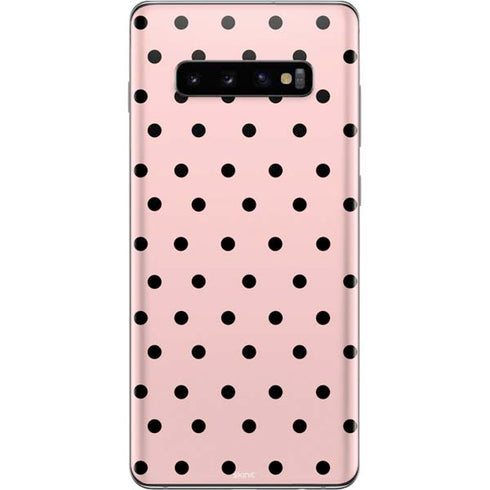 Pink and Black Polka Dots Galaxy S10 Plus Skin