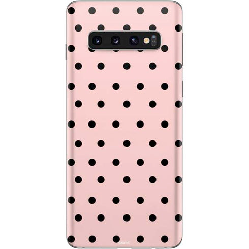 Pink and Black Polka Dots Galaxy S10 Skin