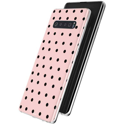 Pink and Black Polka Dots Galaxy S10 Skin