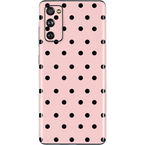 Pink and Black Polka Dots Galaxy S20 Fan Edition Skin