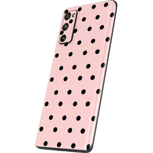 Pink and Black Polka Dots Galaxy S20 Fan Edition Skin
