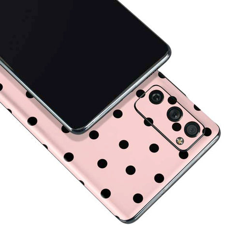 Pink and Black Polka Dots Galaxy S20 Fan Edition Skin